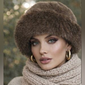 Luxurious Brown Faux Fur Women's Hat
